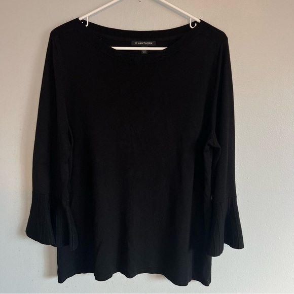 41 Hawthorn Womens Boat Neck Bell Sleeve Sweater Black Petite Sz XL Contemporary - Picture 1 of 9